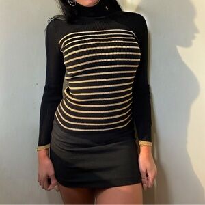 Lauren Ralph Lauren Black and Gold Turtleneck Sweater